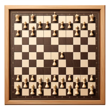 traditional chess board with a wooden border surrounding the 8x8 grid of alternating black and white squares, no chess pieces, top-down view sticker
