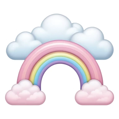 pastel pink rainbow arch with fluffy clouds sticker