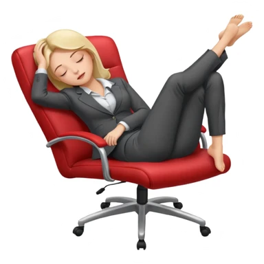 Boss sleeping in a chair with her legs up on the desk sticker