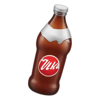 A bottle with 2 flap and read nuka cola sticker