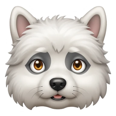 a white dog with a gray stain on one eye sticker