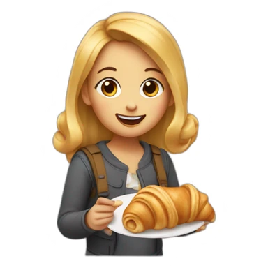 girl eating croisant sticker