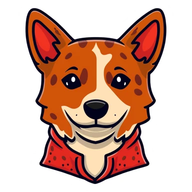 cute red heeler cattle dog head with characteristic red speckled coat and alert expression sticker