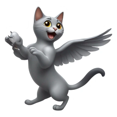 Cat dancing with pigeon  sticker