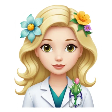 Mermaid blonde female doctor with a flower In her Hair  sticker