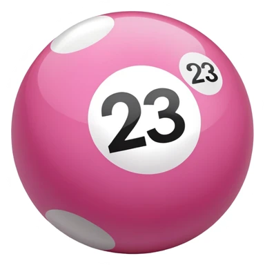 pink billiard ball with the number 23 inside a white circle sticker