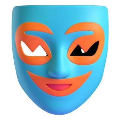 teal and orange ski mask with love expression sticker