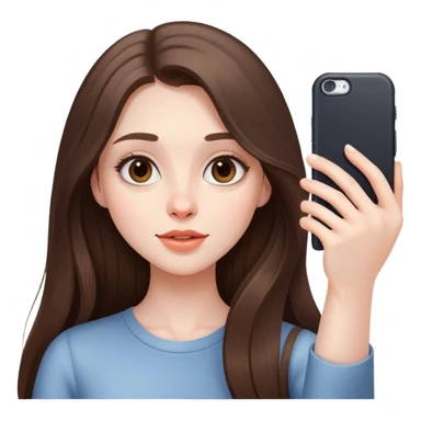  beautiful pale brunette girl with long hair taking selfie  sticker