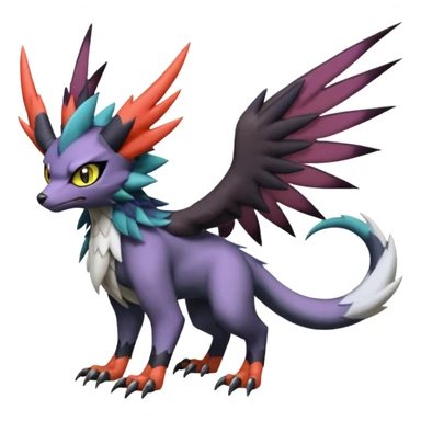 Nargacuga-Noibat-Noivern-Silvally-Litten-Lykoi-Fakemon-Digimon-Animal-fusion-hybrid-creature, full body sticker