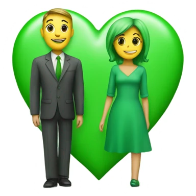 a green heart with a couple sticker