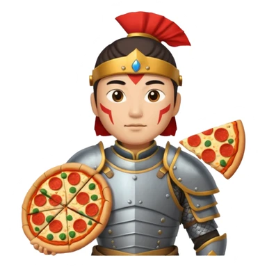 chinese ancient warrior with pizza sticker