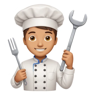 smiling chef with a wrench and a bar chart, emoji representing technical and business growth in restaurants sticker