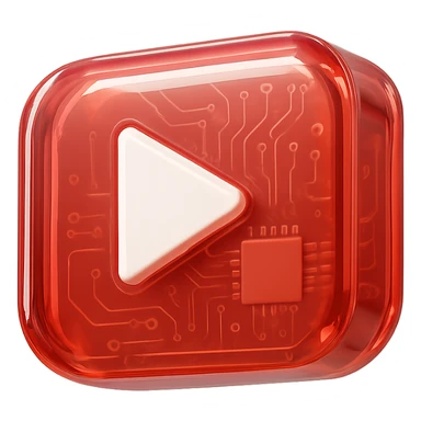 island YouTube play button, glossy circuit style sticker