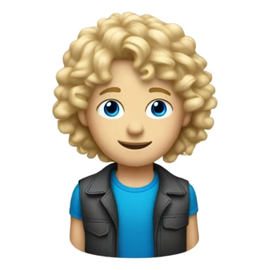 9 year old boy with blonde curly haired mullet and blue eyes sticker