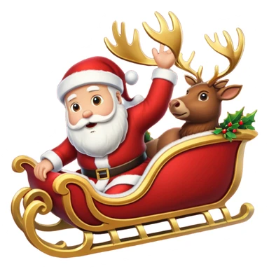 Santas sleigh with Santa in it and deer leading it  sticker