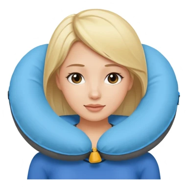 blonde woman using travel pillow  sticker