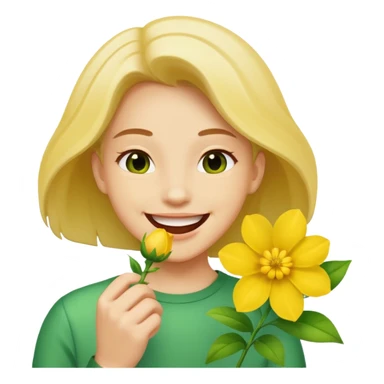 Normal emoji biting a flower sticker