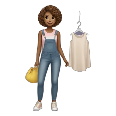 girl standing at a clothing rack sticker