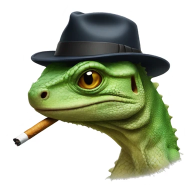 Lizard wearing a fedora smoking a cigarette  sticker