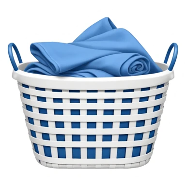 white LAUNDRY BASKET WITH FOLDED blue CLOTHES sticker