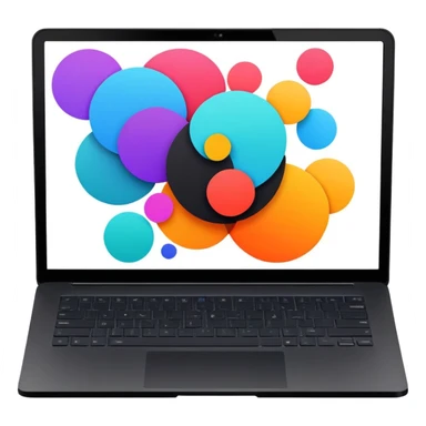 framed digital laptop artwork with abstract vector shapes inside sticker