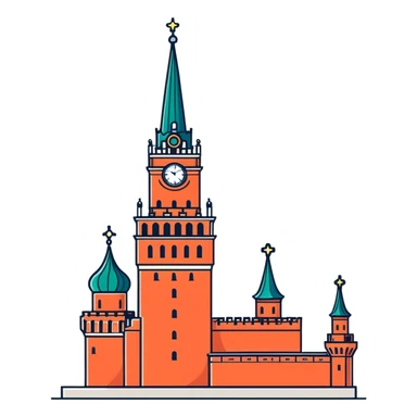Spasskaya Tower, cartoonish sticker style sticker