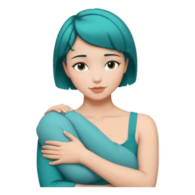 Teal hugs with Belles wording short hair sticker