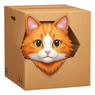 cat head showing out from a box, make it look like a anime character cat that is orange cat sticker