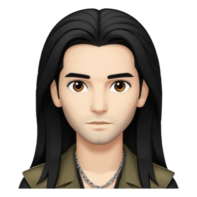 Bill Kaulitz with black long hair, brown eyes sticker