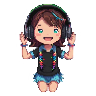 excited gamer girl in headphones sticker