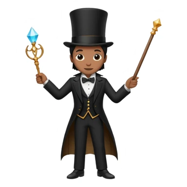 Stage magician in tuxedo holding magic wand sticker