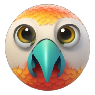 3d sphere with a cartoon Parrot skin texture with big childish eyes talking sticker
