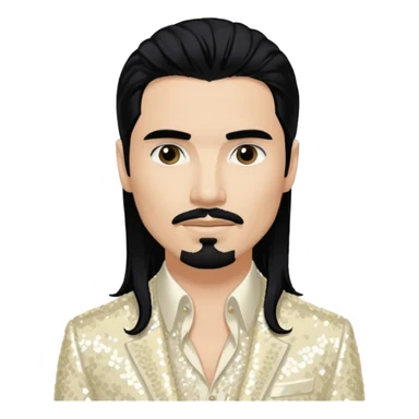 Kevin Richardson from Backstreet Boys with long black hair, ivory sequin outfit sticker