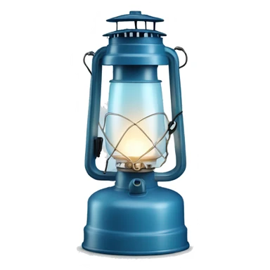 Realistic camping light blue lit camping lantern lisolated. sticker