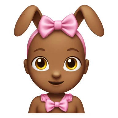 Brown baby bunny wearing pink hair bow sticker