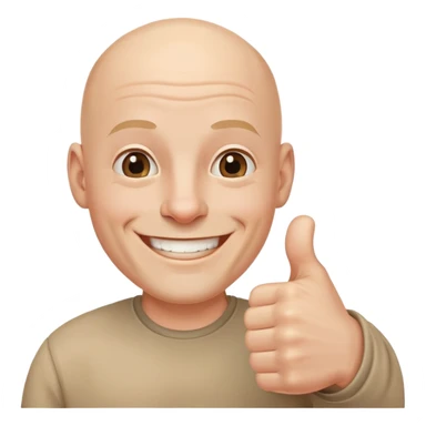 smiling bald man portrait with thumbs up  sticker