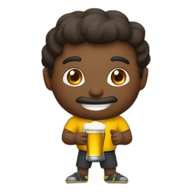 Garoto de pele escura gosdinho tomando um latinha de cerveja sticker