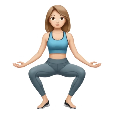 Beautiful woman with light brown shoulder length hair popping a squat without any weights sticker