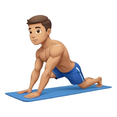 buff man blue shorts doing plank exercise on yoga mat sticker