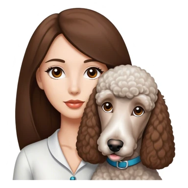 Long straight brown hair brown eyes beautiful women The white standard poodle you're holding sticker