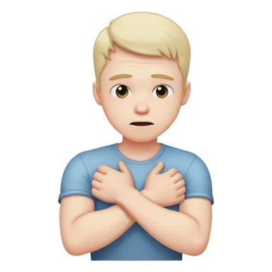 guy with arms crossed choking himself sticker