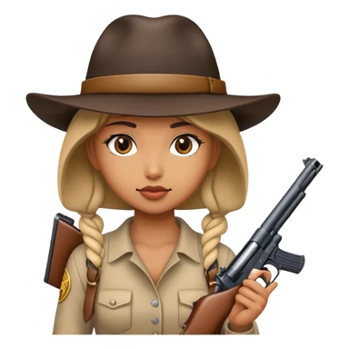 girl with gun in hat sticker