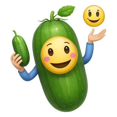 Android smiley face holding a cucumber upwards by hand sticker