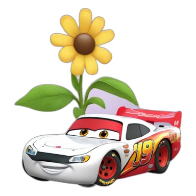 lightning McQueen with a flower sticker