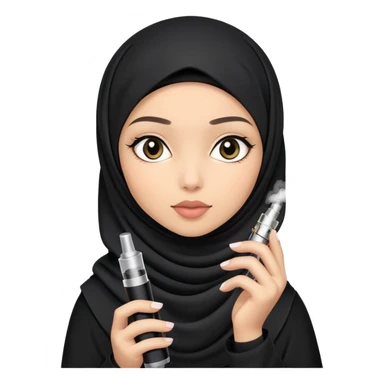 girl with a black hijab holding a vape sticker