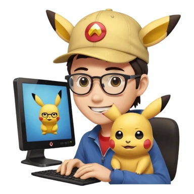 gere emoji do Ash Ketchum o personagem de Pokemon de tiferentes tipos se basenado no do whatsapp mais com um toque de programdador  sticker