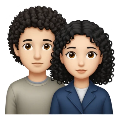 Un garçon cheveux boucle et yeux marron clair et une fille cheveux noir lisse côte à cote  sticker