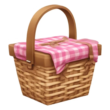 pink and light brown picnic basket with a bow tied on top sticker