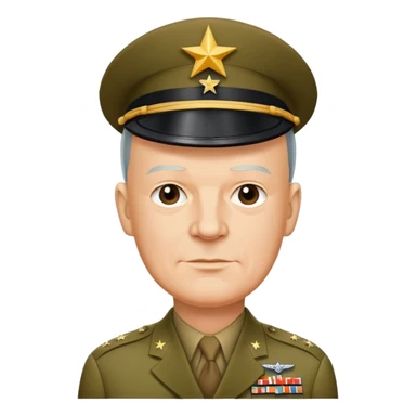General Eisenhower in military uniform with five stars, World War II era sticker