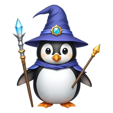 penguin wizard with wand and hat sticker
